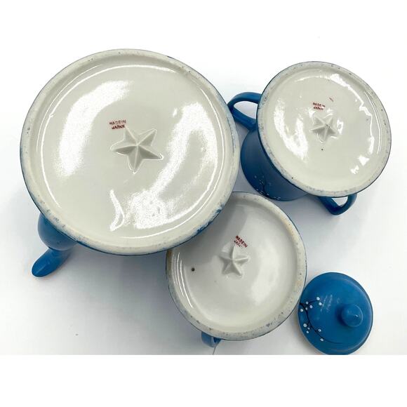 Made in Japan White Cherry Blossom Tea Set in Robins Egg Blue - Picture 8 of 8